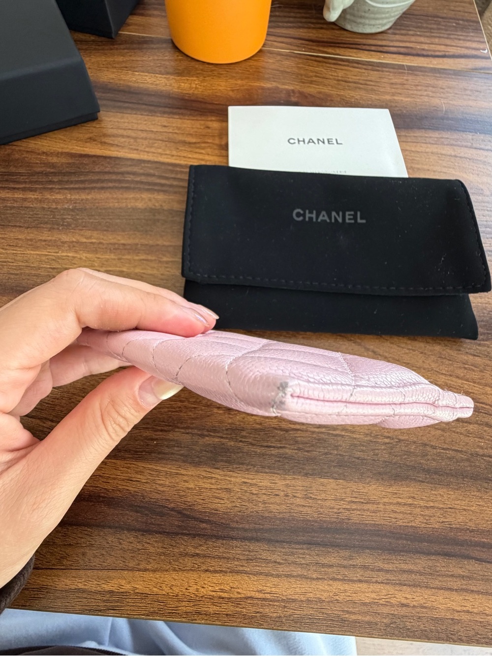 Authentic Chanel Pink Quilted Card Holder with Gold CC Logo - Picture 7 of 9